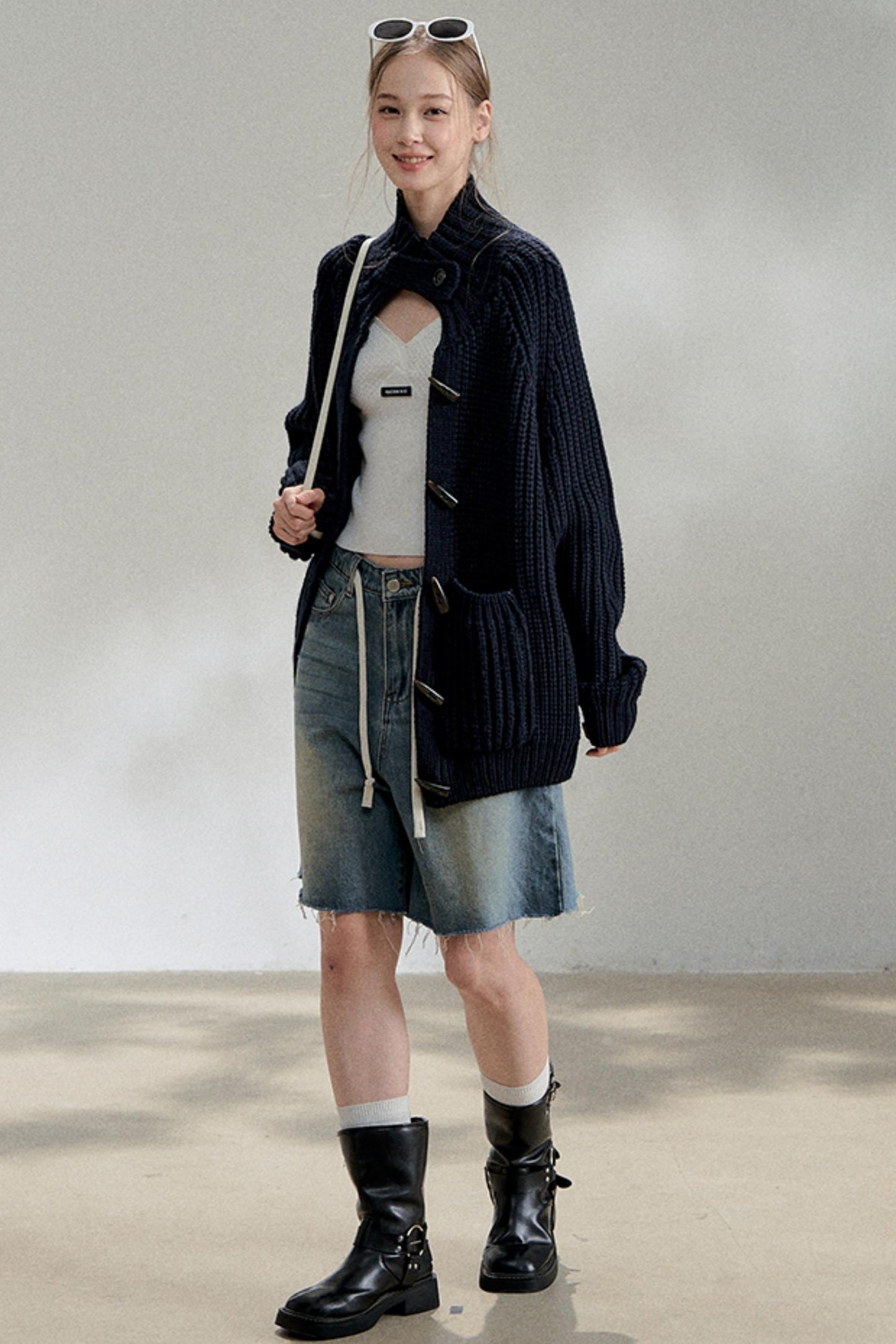 Lazy Black Knitted Cardigan