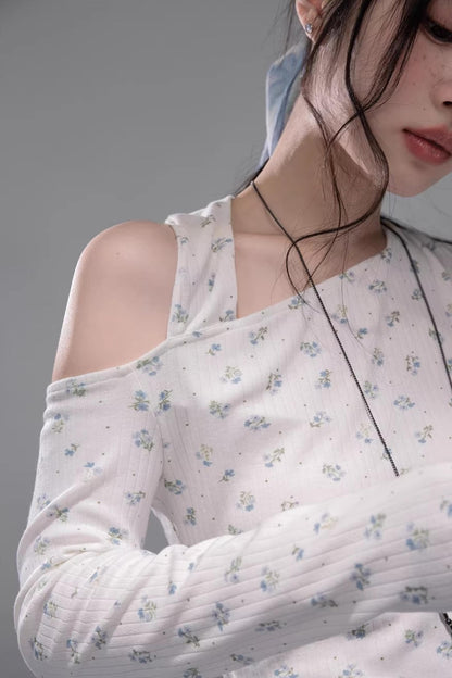 Floral Off-Shoulder Knitted Sweater
