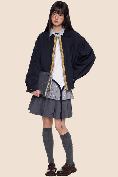 Vintage Contrast Lapel Jacket