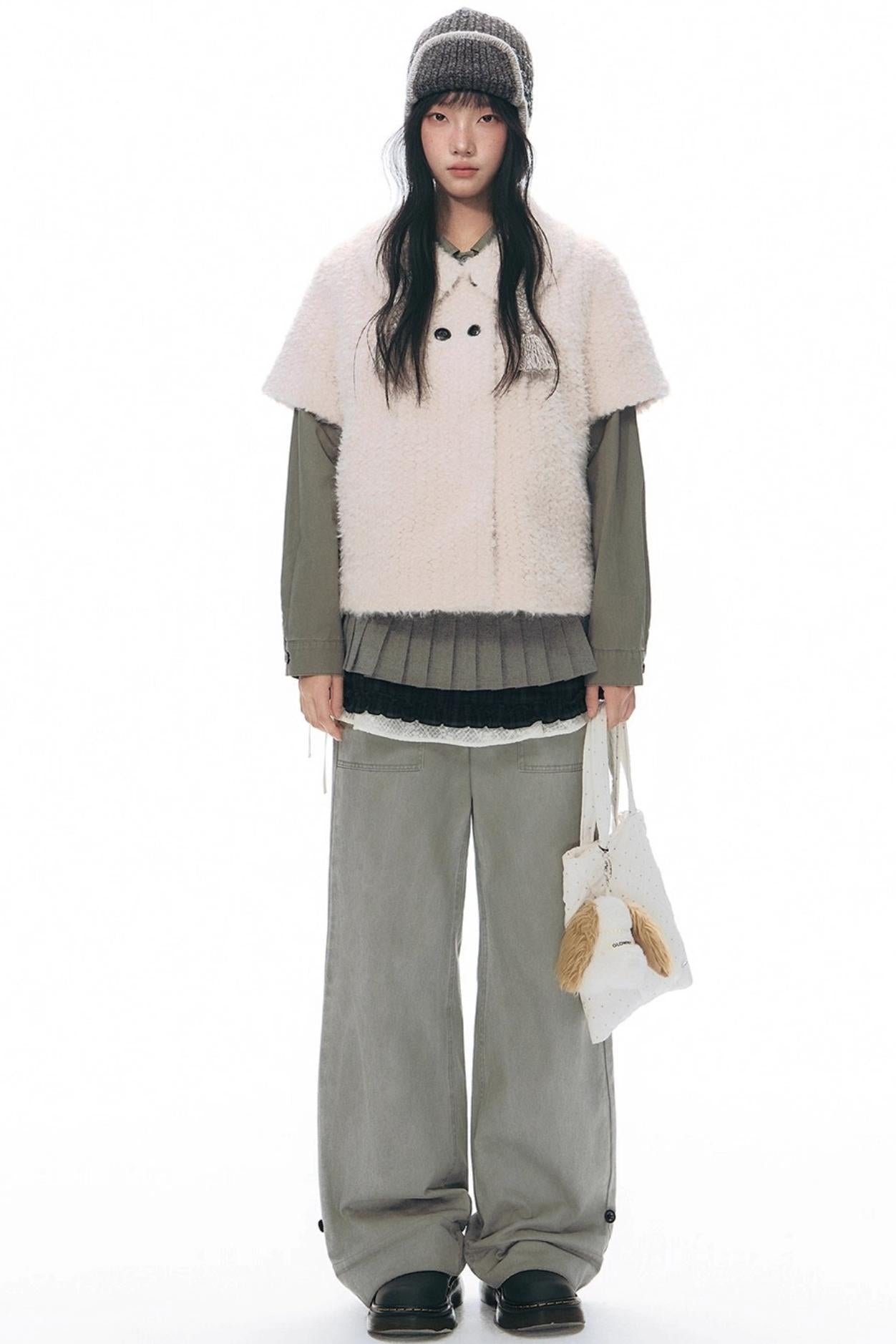 Knit Button Hem Pants