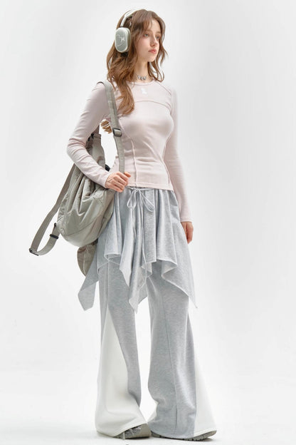 롱 슬리브 레트로 토끼 티셔츠 