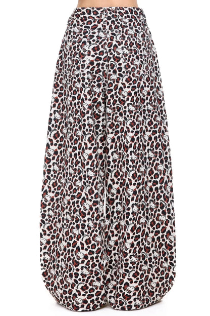 레트로 레오파드 와이드 레그 청바지