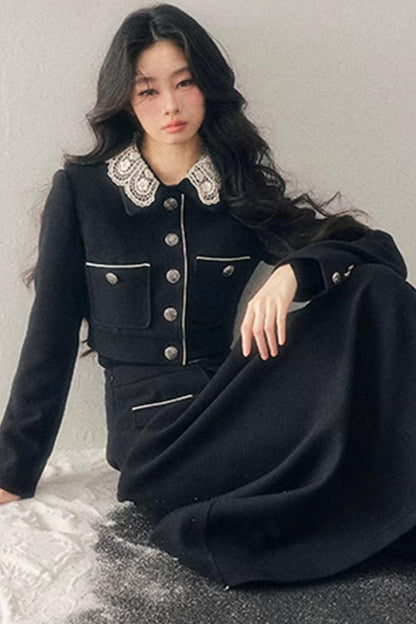 Whisper Lace Winter Suit Skirt Set-Up