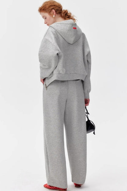 Gray Luxe Zip-Up Pants Set