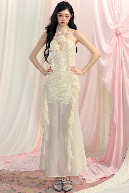 Beige Lace Summer Dress