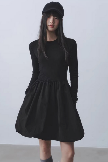 Black Knit Floral Dress