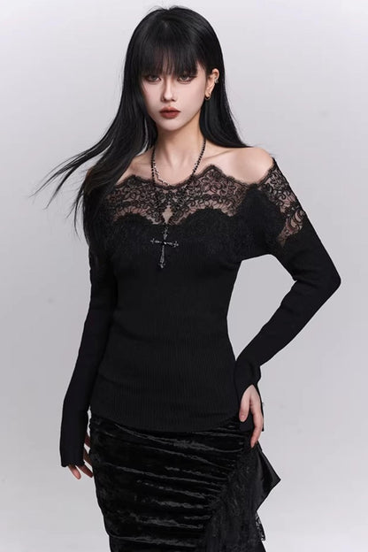 Ghostly Black Off-Shoulder Top