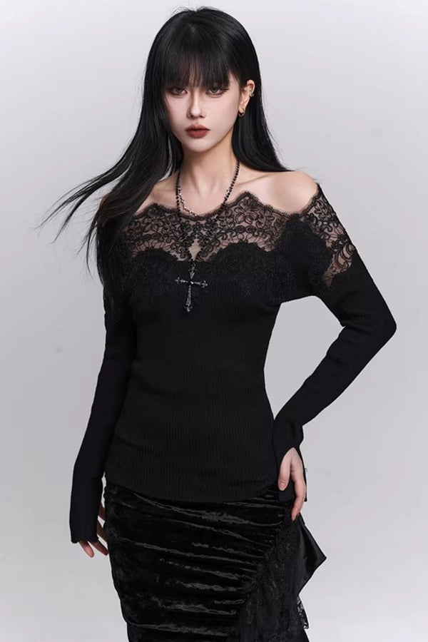 Ghostly Black Off-Shoulder Top