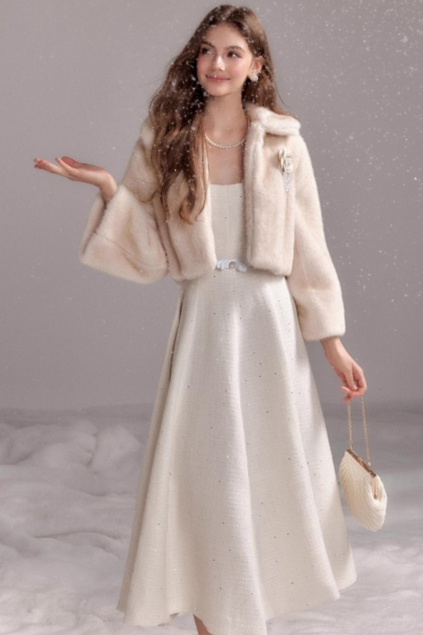 Winter Rabbit Fur Short Lapel Coat
