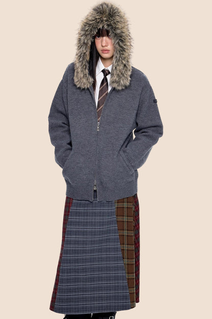 Vintage Knit Hooded Cardigan