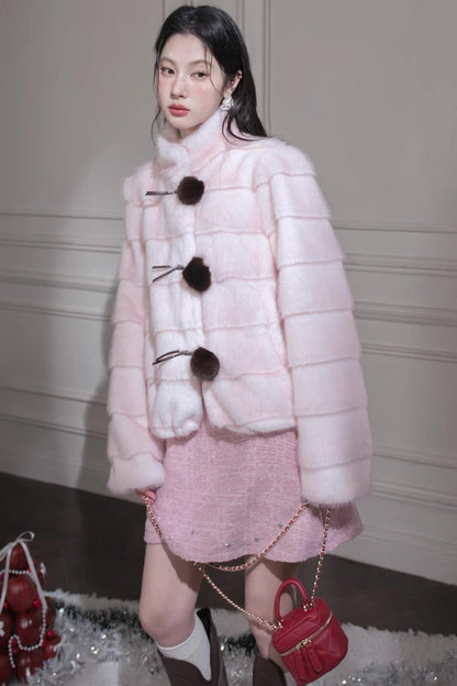Peach Mousse Fox Fur Jacket