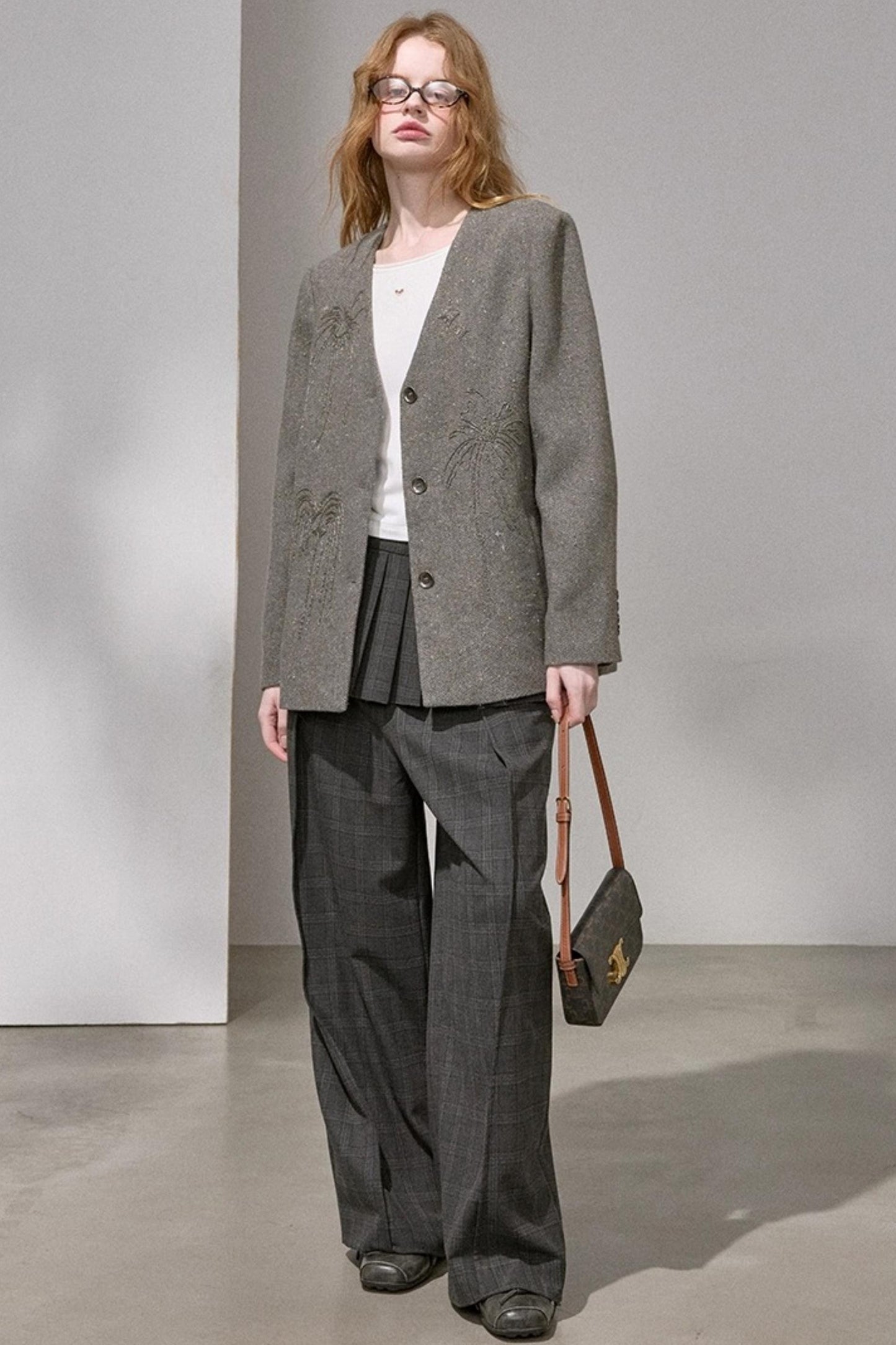 High-Density Beaded V-Neck Jacket