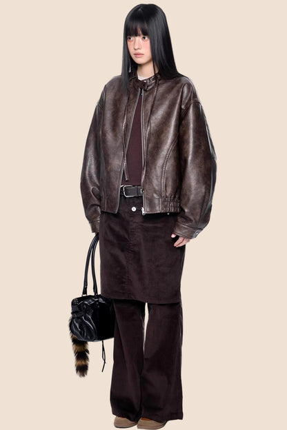 Textured Vintage Leather Jacket