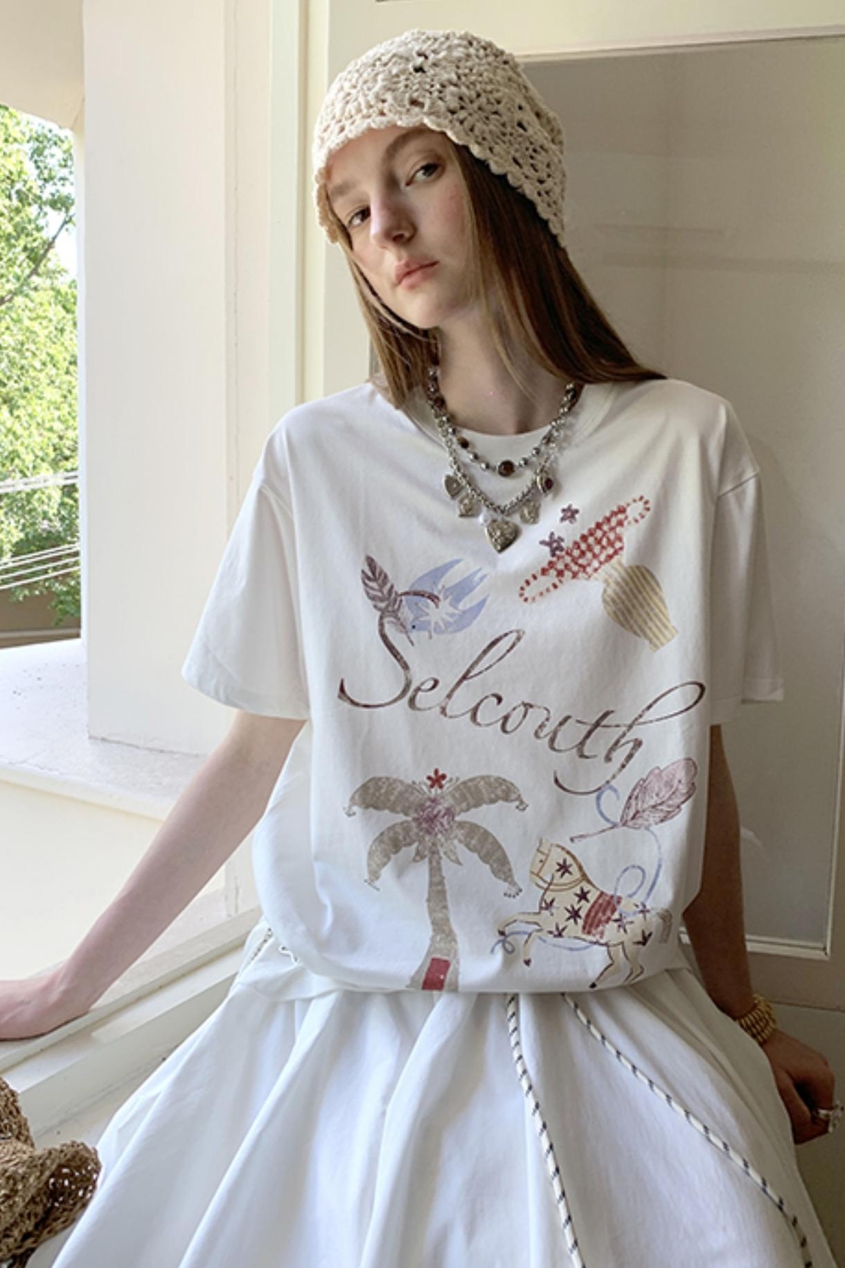 Lazy Wave Playful Print Short Sleeve T-shirt