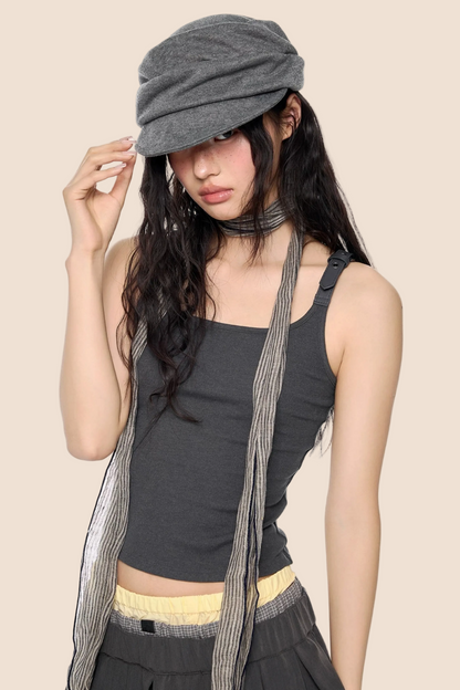 Square Collar Belted Camisole Top