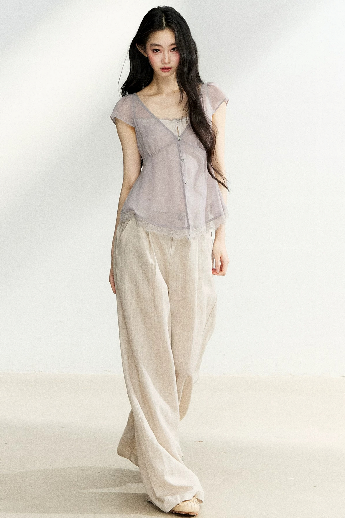 Linen Drape Wide-Leg Pants