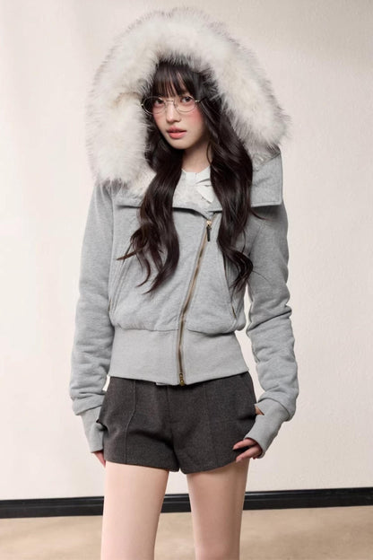 Hooded Fleece Slim Jacket