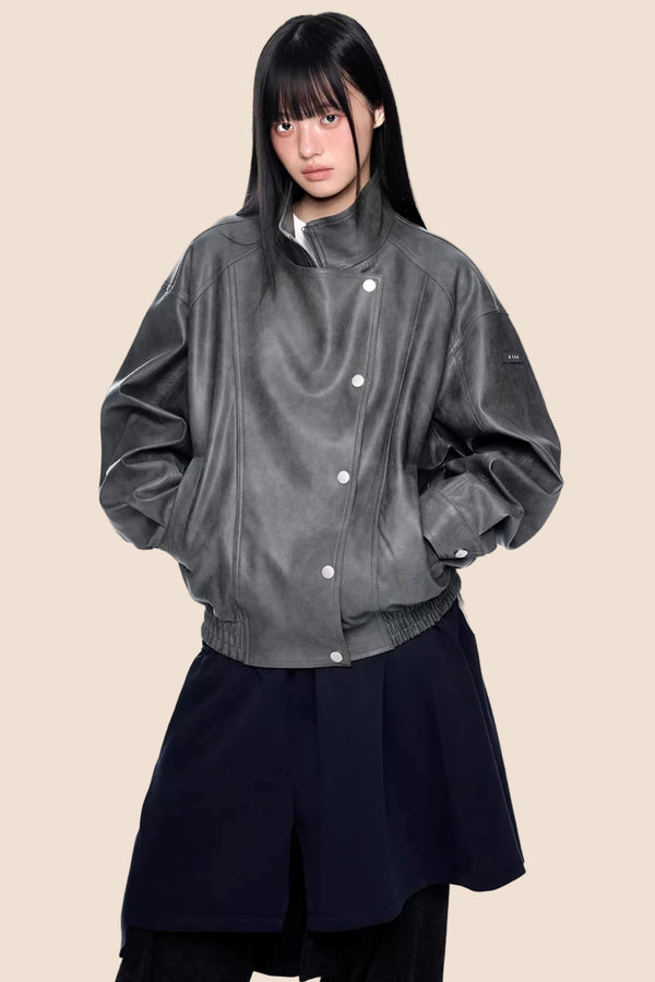 Retro Distressed Motorcycle Jacket