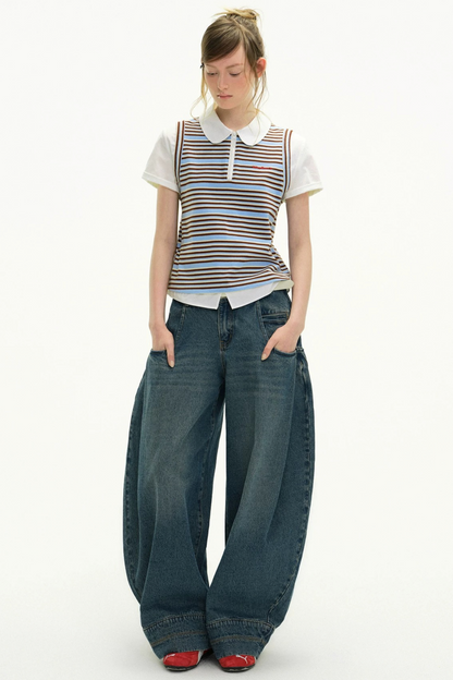 Striped Academic Polo Blouse