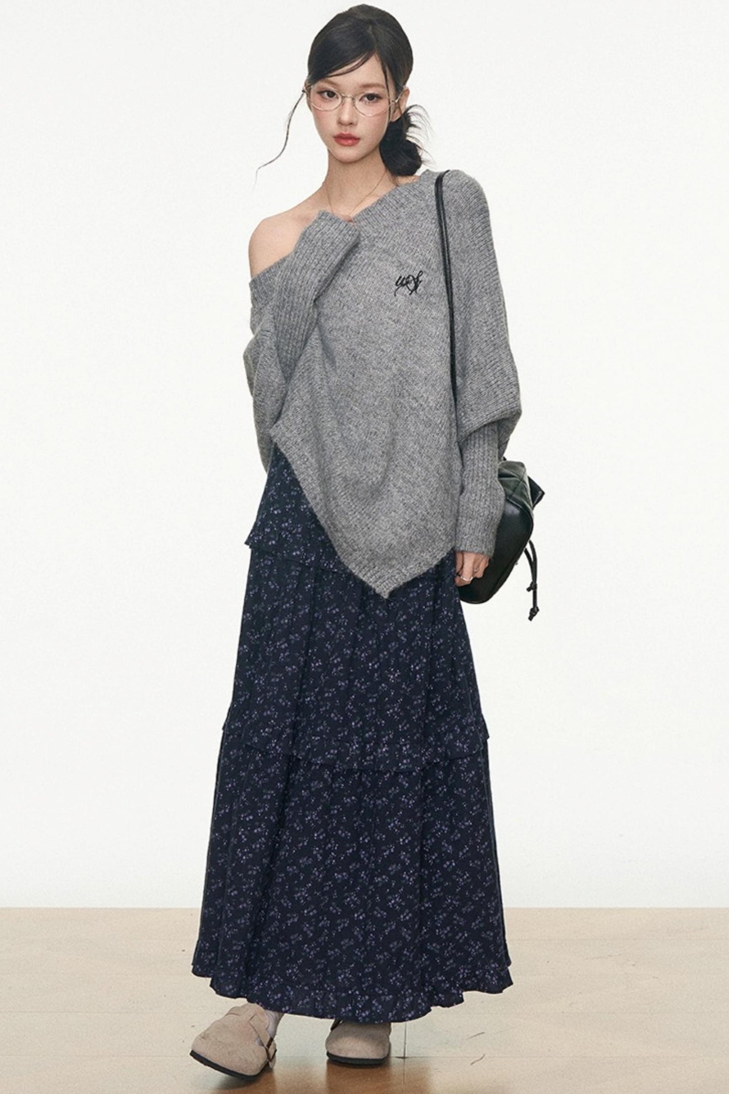 Westayone Floral Sweater Skirt Set-Up