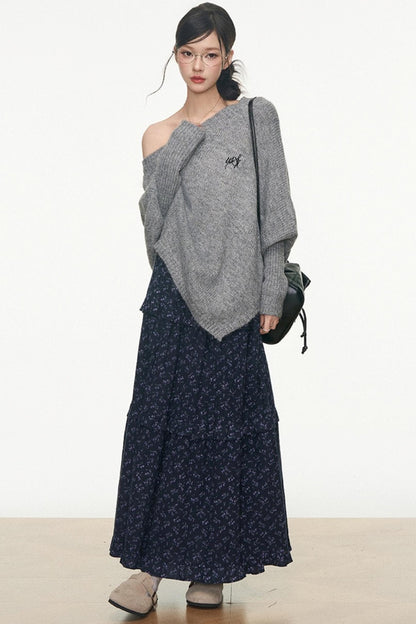 Westayone Floral Sweater Skirt Set-Up