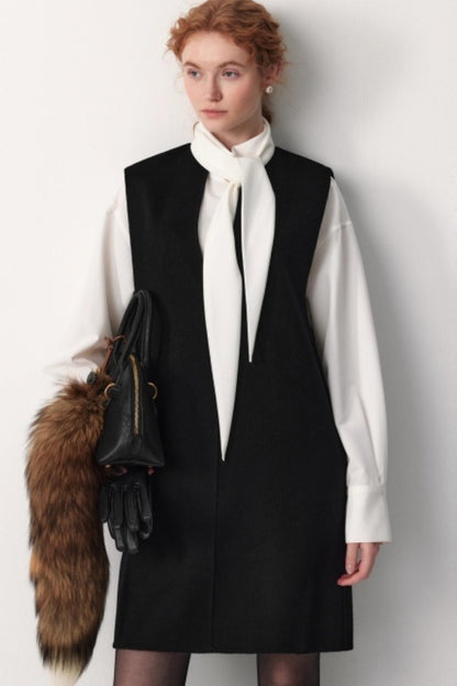 Sheep Wool V-Neck Dress Set-Up