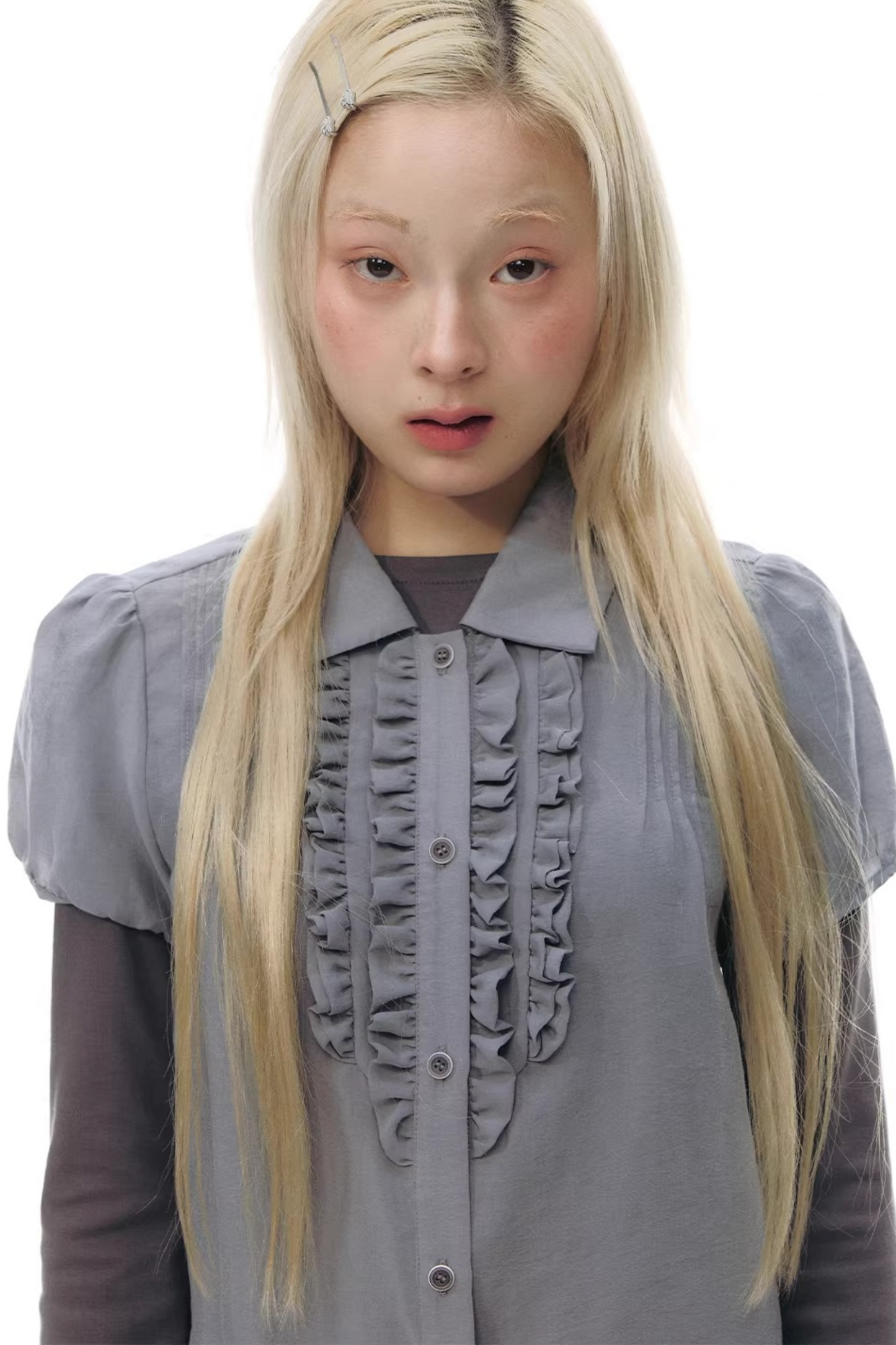 레이스 플래킷 블라우스 셋업