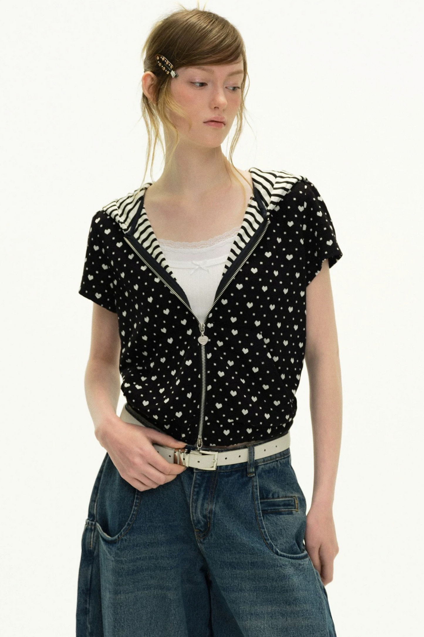 Love-Printed Hooded Jacket