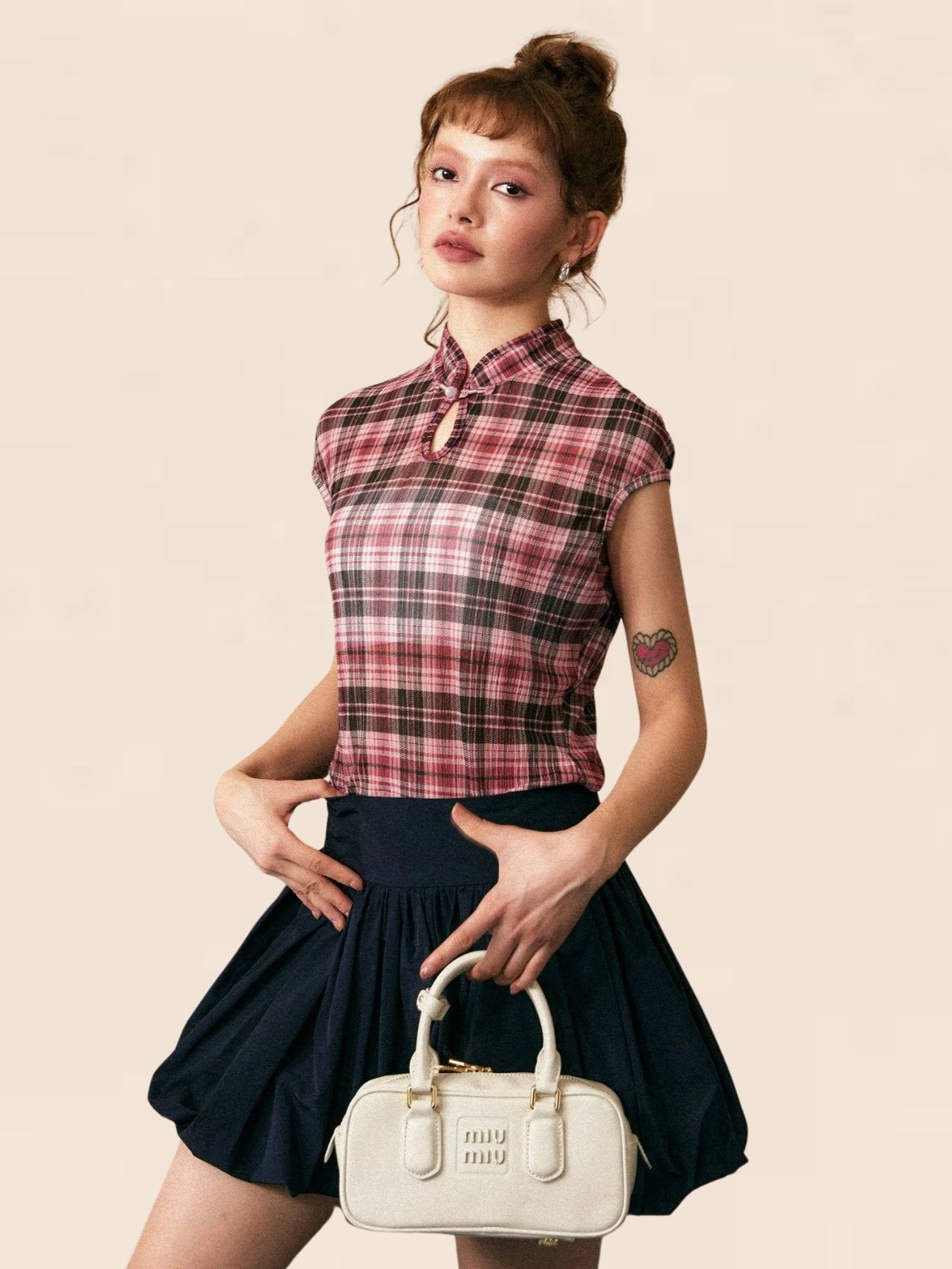Chinese Buckle Plaid T-Shirt