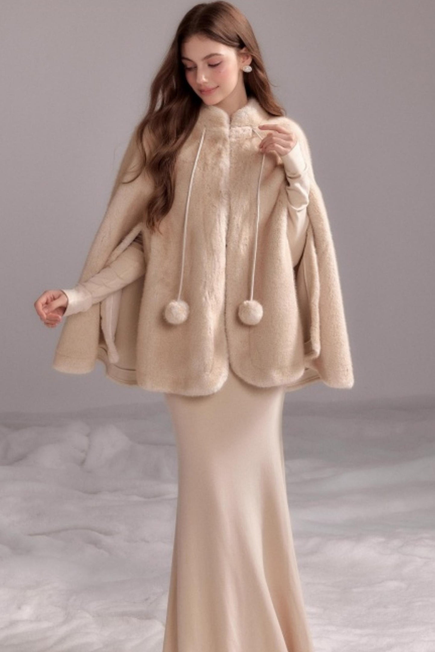 Chaqueta de pelo tipo chal de invierno Diosa de la Luna