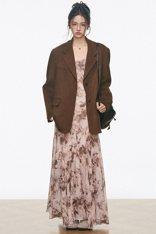 Casual Woolen Blazer Dress Set-Up