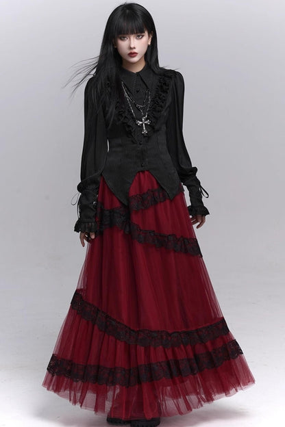 Gothic Black Long-Sleeved Top