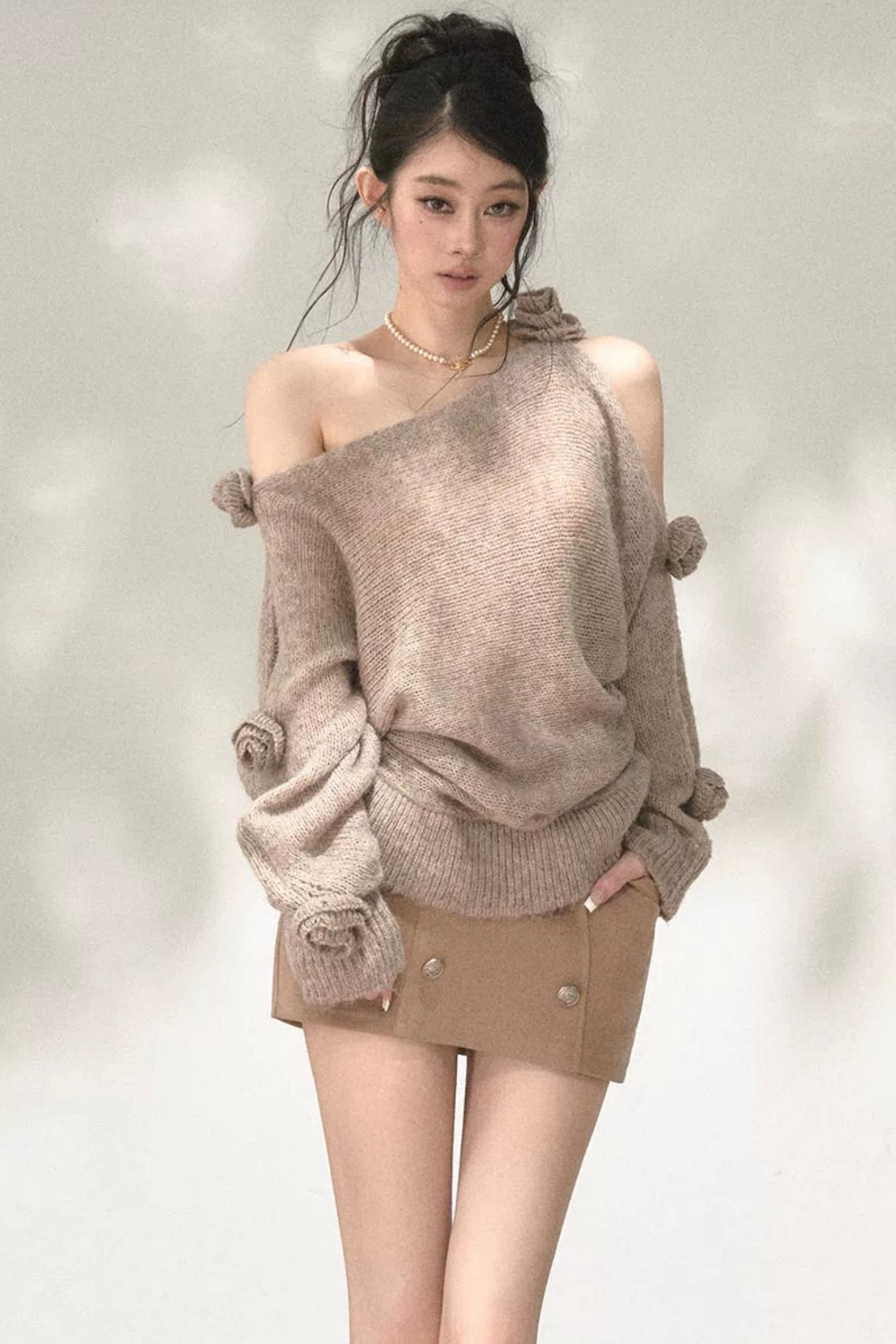 Asymmetrical Wool Mohair Knit Top