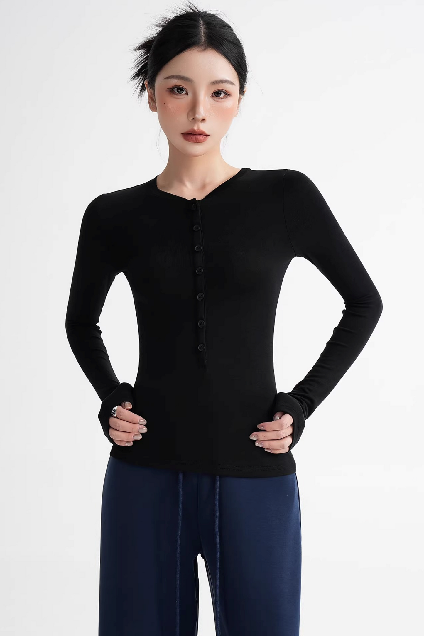 Wool Lyocell Henley Top