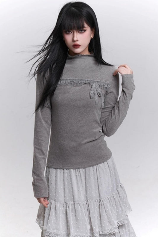 Ghost Gray Half-High Collar Top