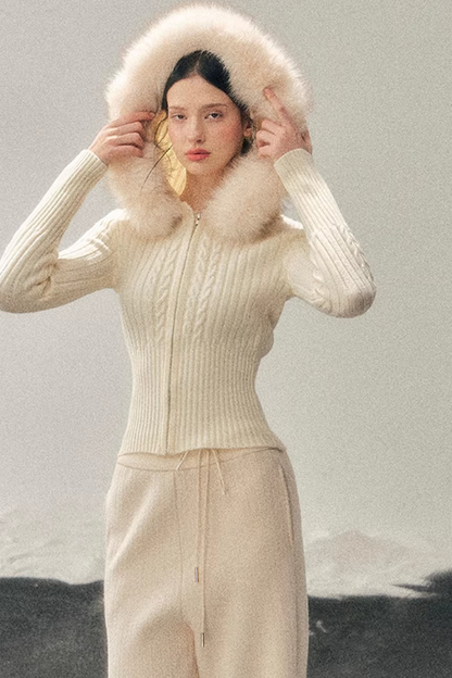 Hooded Knitted Sweater Jacket