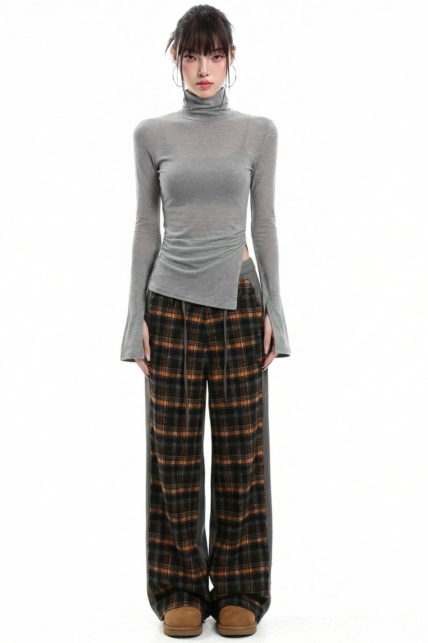 Black Rhinestone High Neck Top