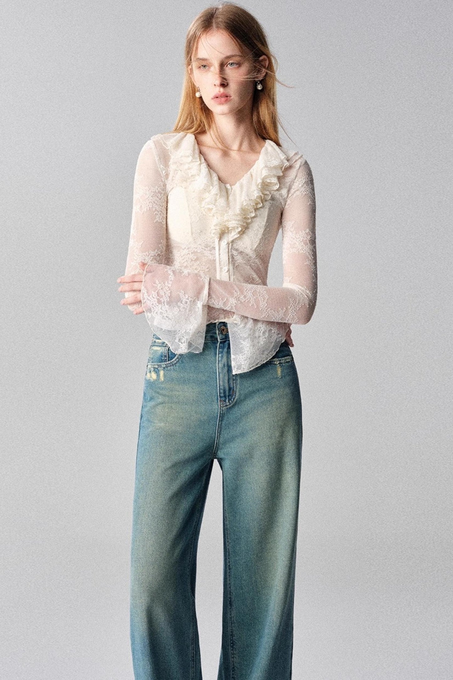 French Vanilla V-neck Top