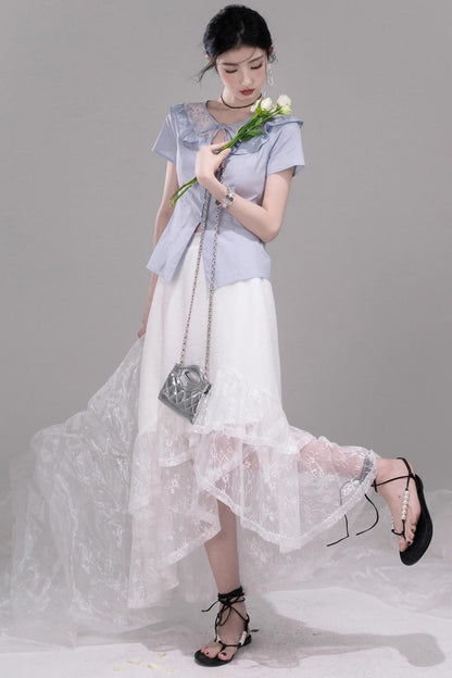 Curve Blue Cotton Shirt