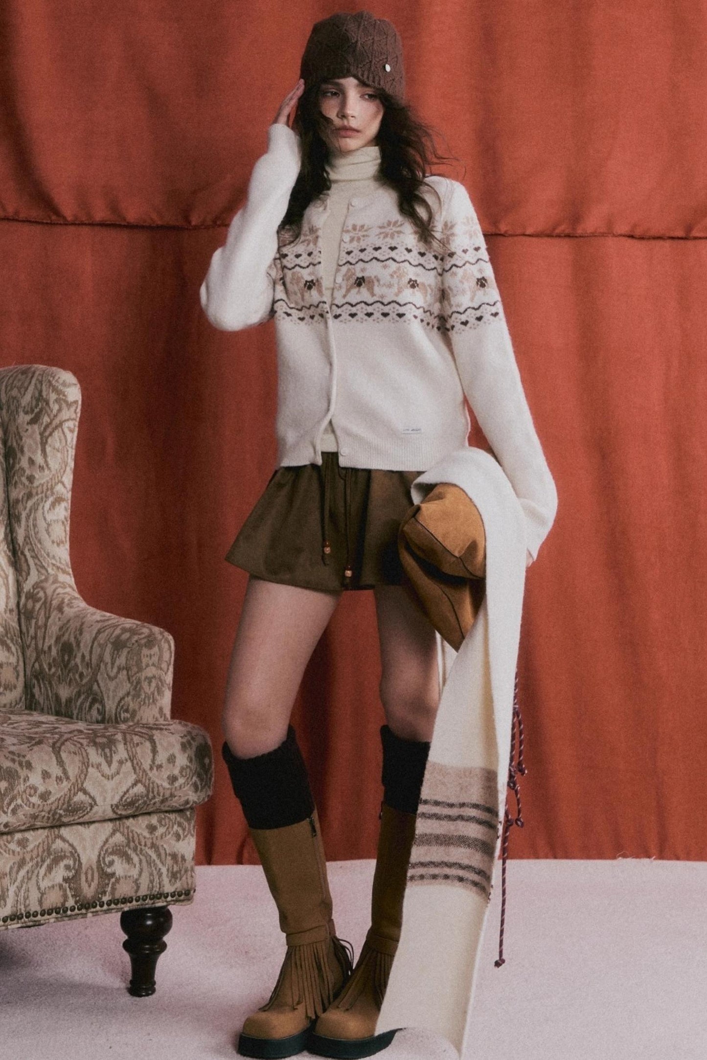 Beaded Suede Puffy Skirt