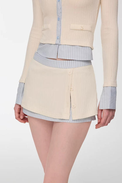 Patchwork Two-Piece Blouse Suit Set-Up