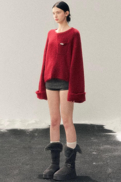 Winter Mohair Red Sweater
