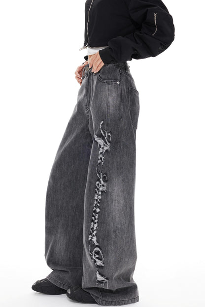 Blue Distressed Denim Pants