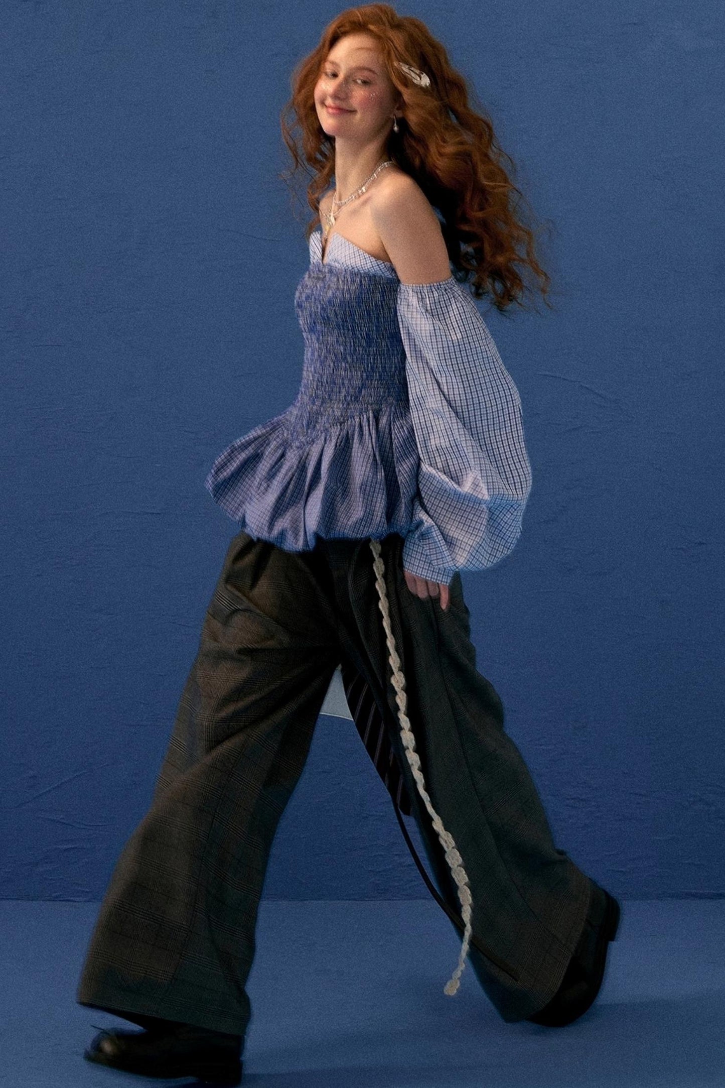 Autumn Blue Patchwork Dress