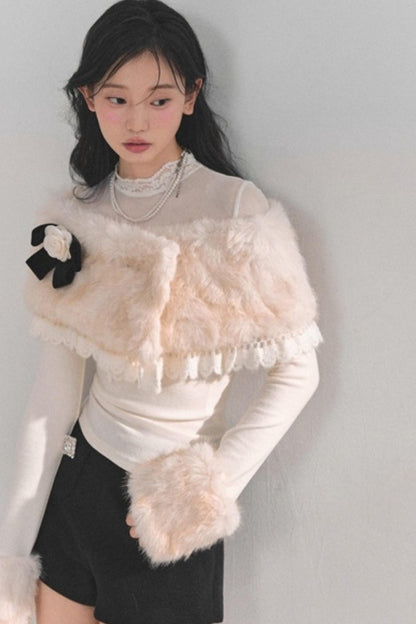 Whispering Snow Lace Top Set