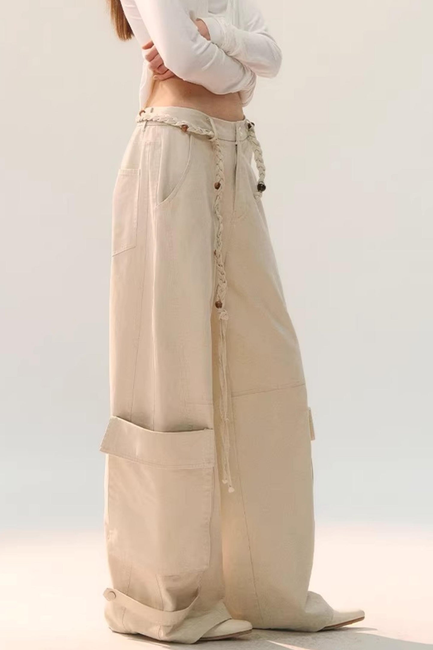 Distressed Washed Cargo Pants