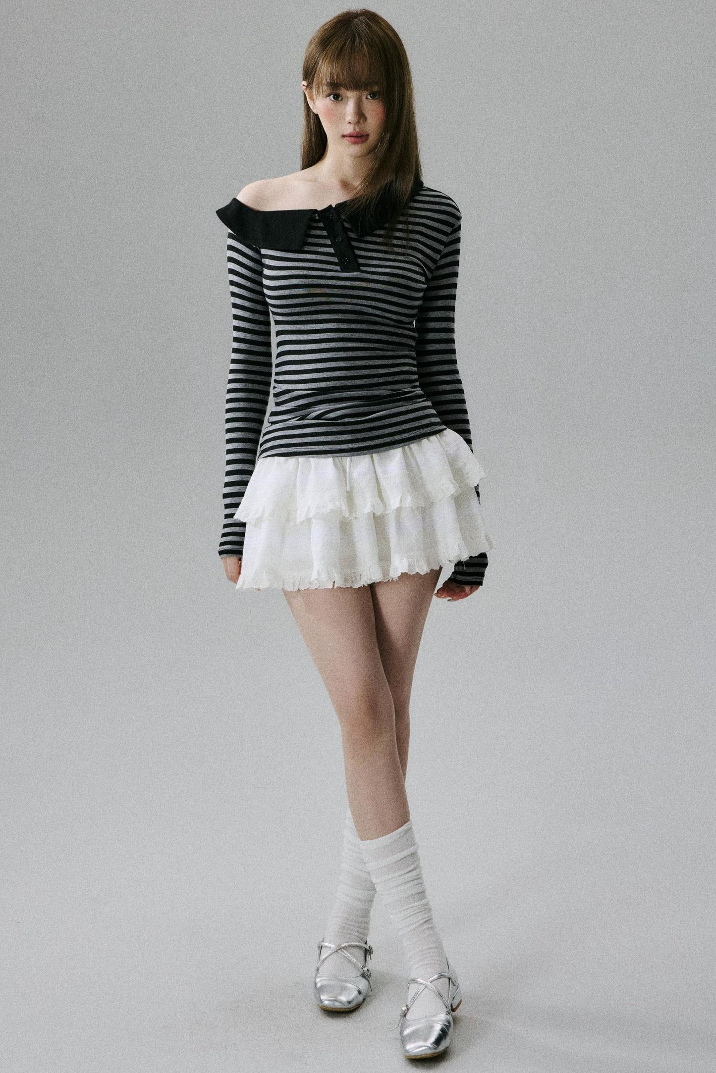 Off-Shoulder Wool Blend Top