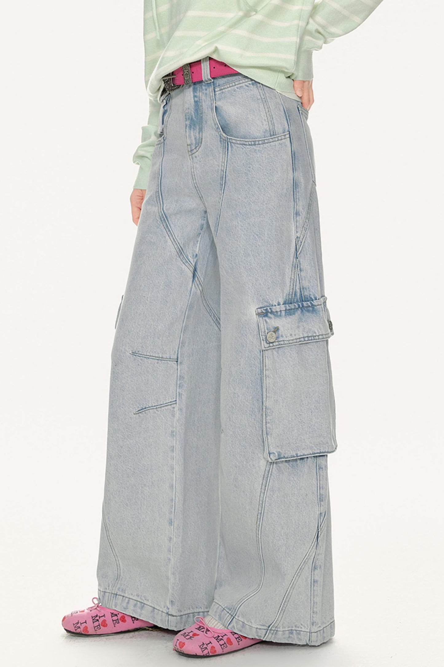 High-Waisted Denim Pants