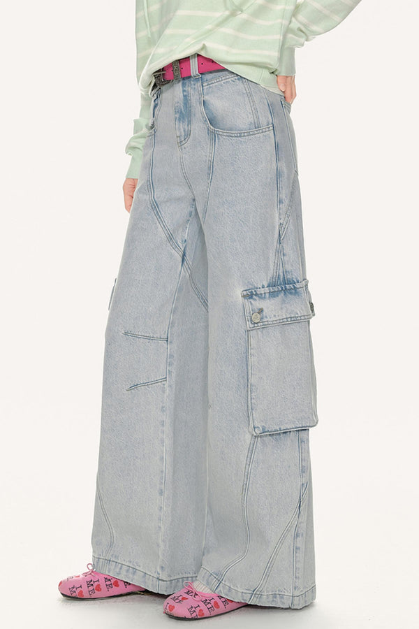 High-Waisted Denim Pants