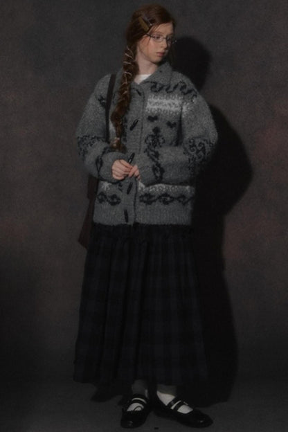 Retro Collegiate Knitted Cardigan